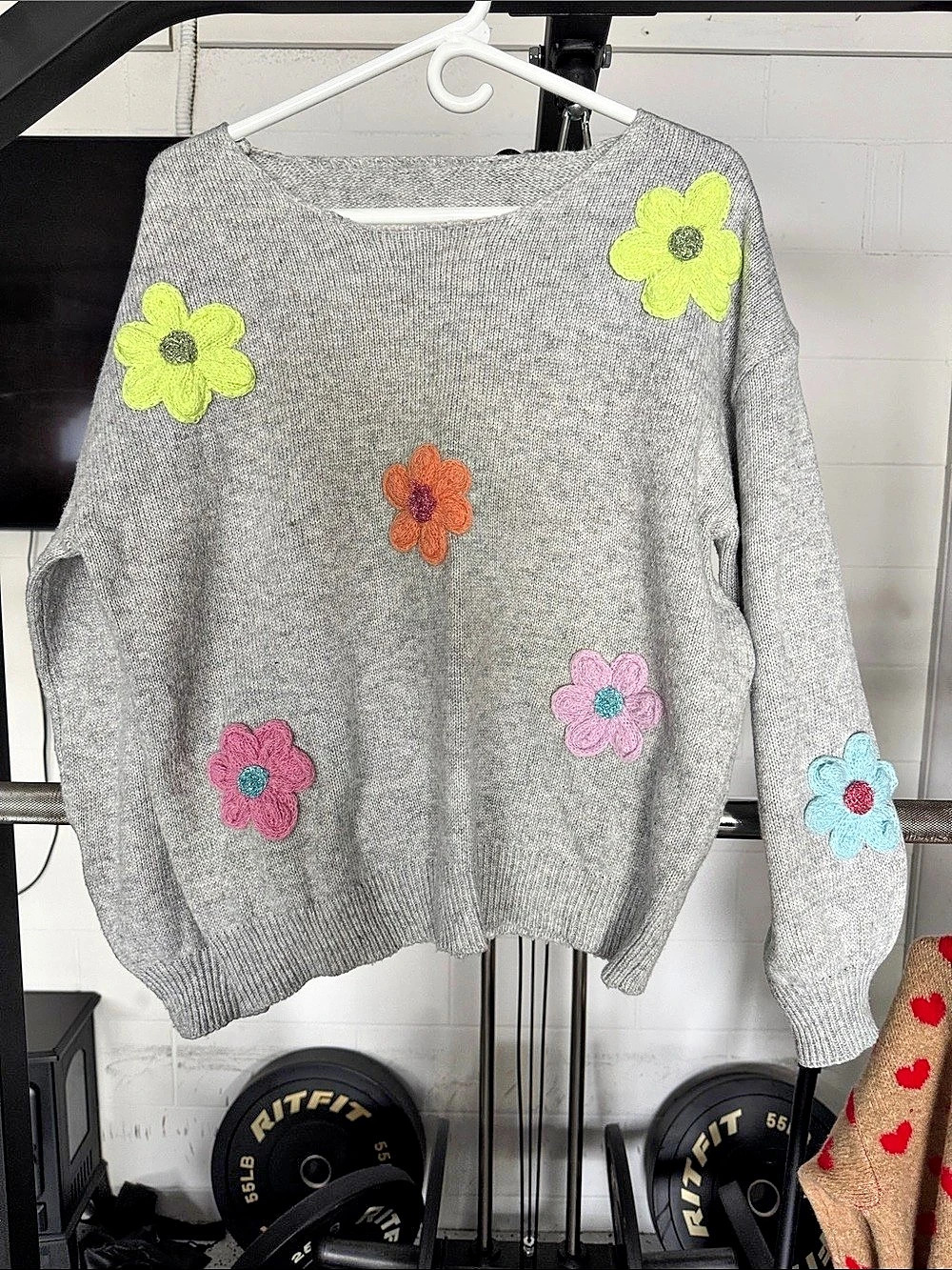 Floral Gray Crewneck Sweater